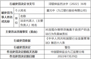 九江银行被罚90万元：虚报小微、涉农贷款数据 违规办理续贷掩盖不良资产 借道同业投资虚假 *** 不良贷款