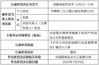 九江银行被罚90万元：虚报小微、涉农贷款数据 违规办理续贷掩盖不良资产 借道同业投资虚假 *** 不良贷款