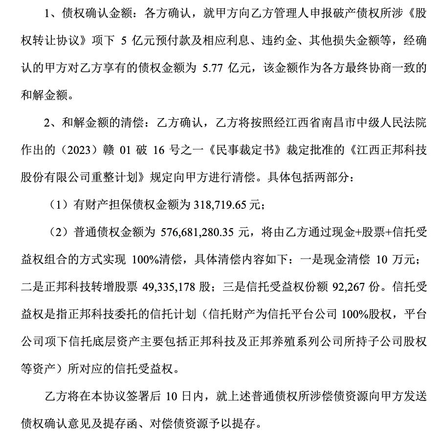耗时两年多，大北农与正邦科技股权 *** 纠纷终和解，涉及金额超5亿元  第1张